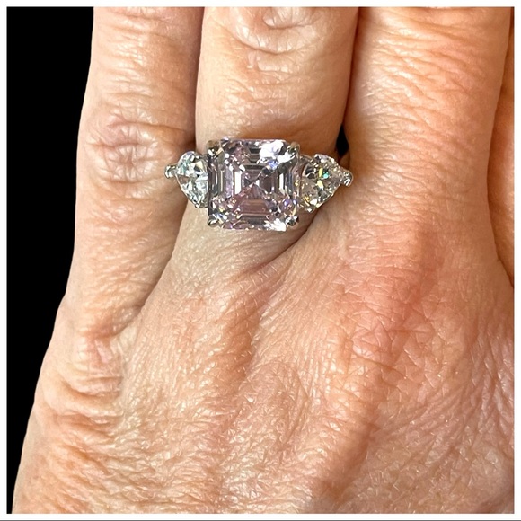 🎁 The Jamielee Asscher Cut Pink Diamond 925 Sterling Silver Ring - Picture 6 of 6